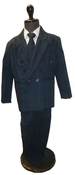 navy blue pin strip suit