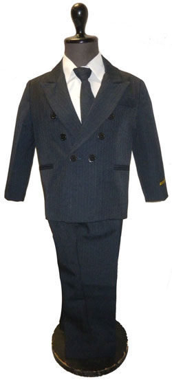 navy strip suit